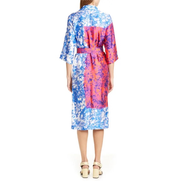 Dries Van Noten Blue Wrap Midi Floral Dress - Picture 6 of 8